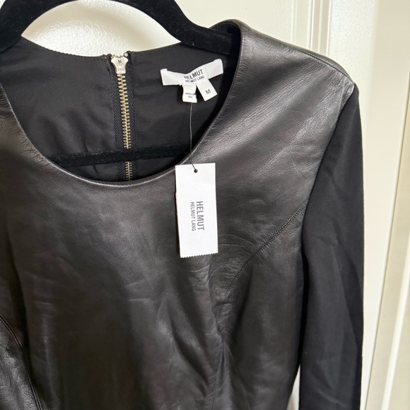 NWT! Helmut Lang Faux Leather Bodycon Little Black Dress LBD Medium - Picture 8 of 12